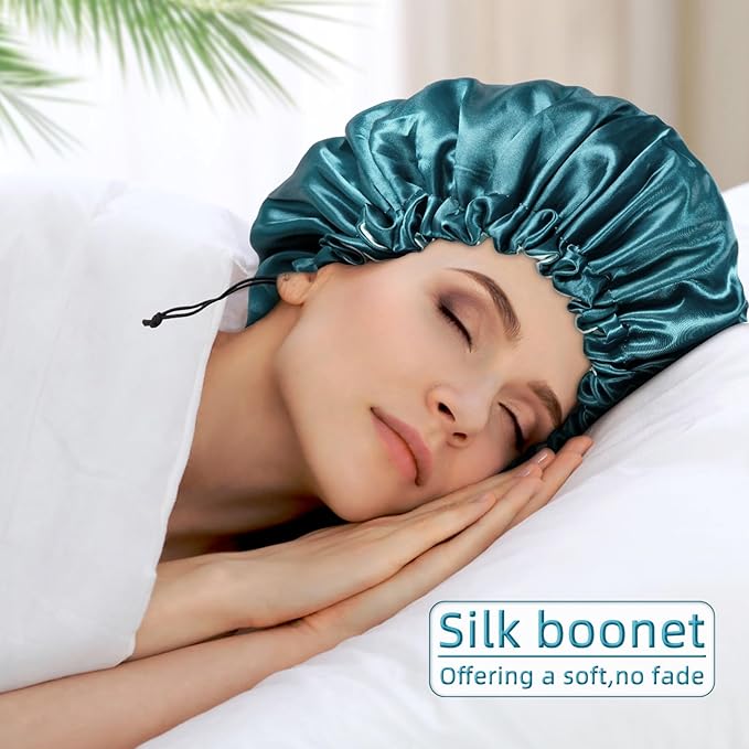 Satin Bonnet Silk Bonnet For Curly Hair Bonnets Braid Bonnet For Sleeping Bonnets For Women Large Double-layer Adjustable
