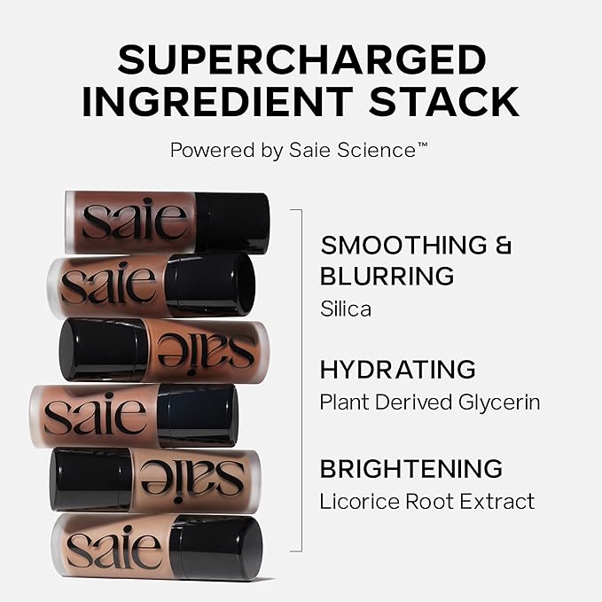 Saie Dew Bronze - Hydrating Liquid Bronzer Stick For a Sun Kissed Glow - Liquid Contour Stick Infused with Nourishing Skin Care Ingredients - Sculpted Face Makeup Essential - Swim (0.4 oz)