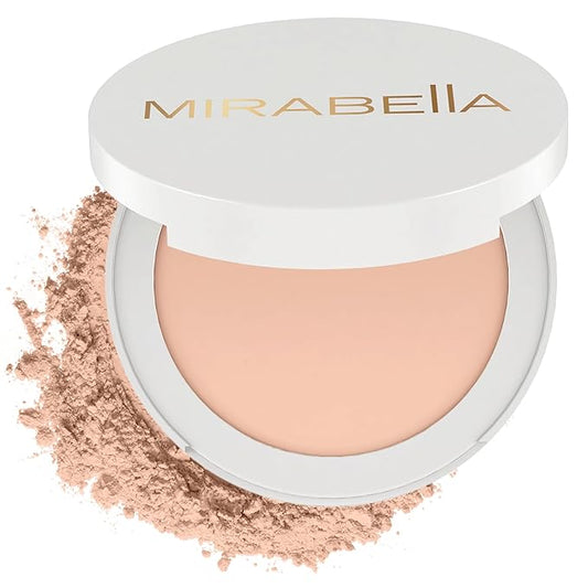 MIRABELLA - Invincible for All Pure Press Foundation, HD-Finish Pressed Powder, Buildable Mineral Pressed Powder Compact with Jojoba & Triglyceride, Age-Defying Makeup for All Skin Types, Light L7