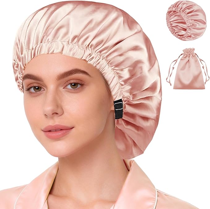Satin Bonnet 2Pcs Silk Bonnet Hair Bonnets For Sleeping Silky Soft Sleep Cap Womens Night Curly Natural Hair Caps