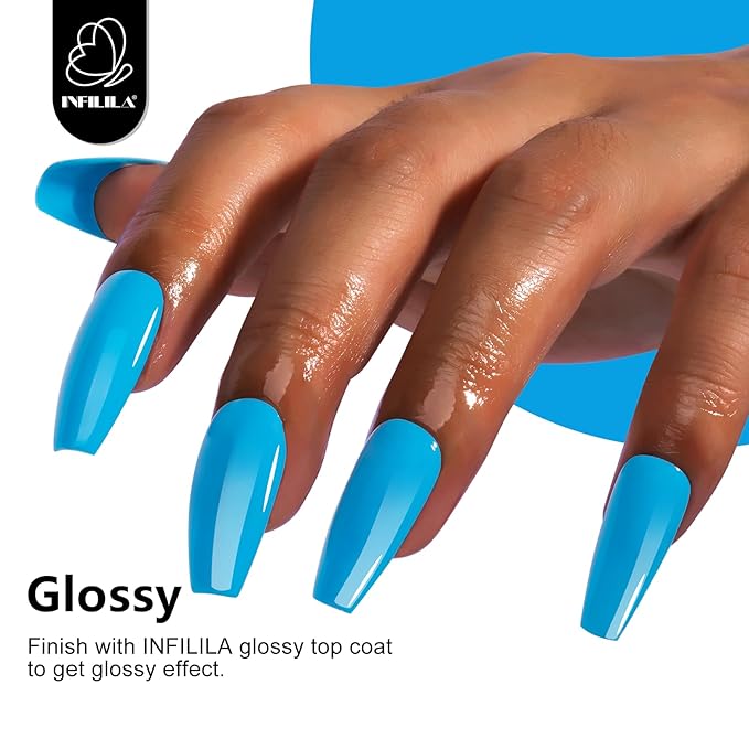 NXJ INFILILA Blue Gel Nail Polish, 15ml 0.51oz One-Stroke Coloring Light Blue UV LED Nail Polish, Hema Free Color Gift for Women Art Manicure Salon DIY Design Decoration at Home SQ211