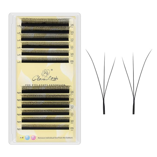 GLAMLASH W Eyelash Extensions 3D Volume Premade Fan Natural Soft Matte Lash Professional Salon Supplies (3D,0.07,D,9-14mm,Fox)
