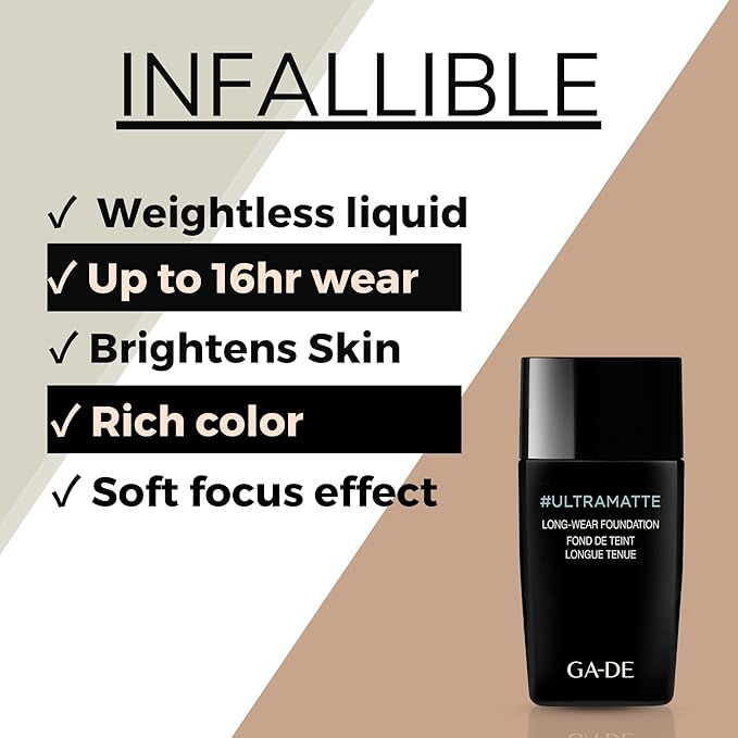 GA-DE Ultramate Long-Wear Foundation, 152 - Sweat-Resistant and No-Transfer Cream Foundation - Face Makeup for Flawless Ultra-Matte Finish - 1 oz