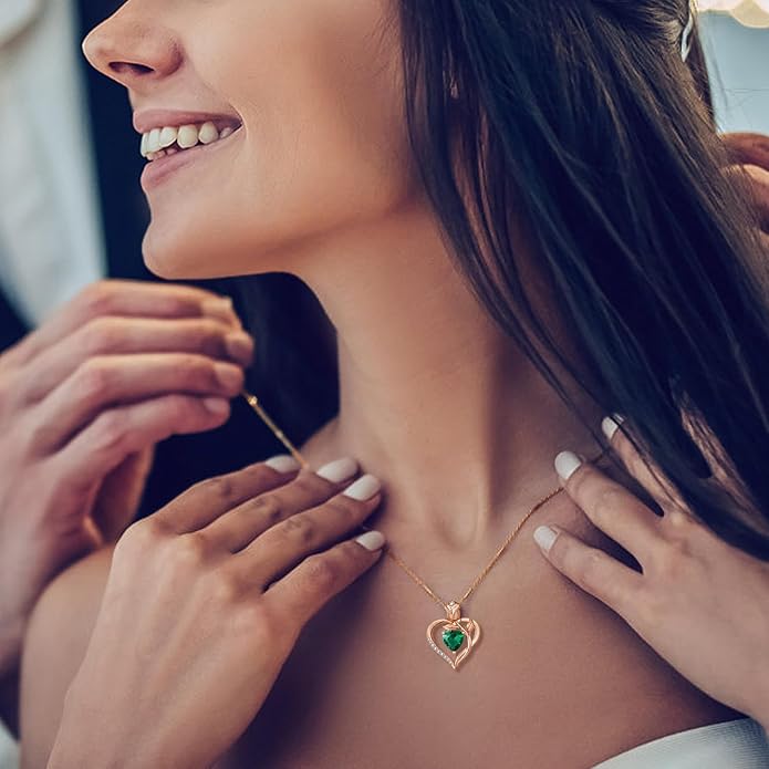 1.2CT Rose Heart Necklace Option of Moissanite or Lab-Grown Sapphire Ruby Emerald&More Necklace for Women Birthstone Girlfriend Necklace S925 Sterling Silver 18K White/Rose Gold Plated D Color VVS1 Gift for Wife Mother Daughter for Birthday Anniversary...