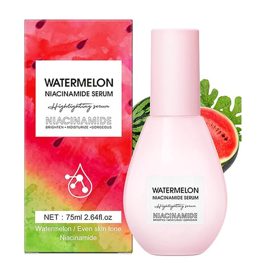Watermelon Niacinamide Moisturize Serum for Face Skin Care, Hydrating & Brighten with Hyaluronic Acid, Glycerin and Vitamin E, Lightweight Facial Serum & Priming Liquid Highlighter(75ml)