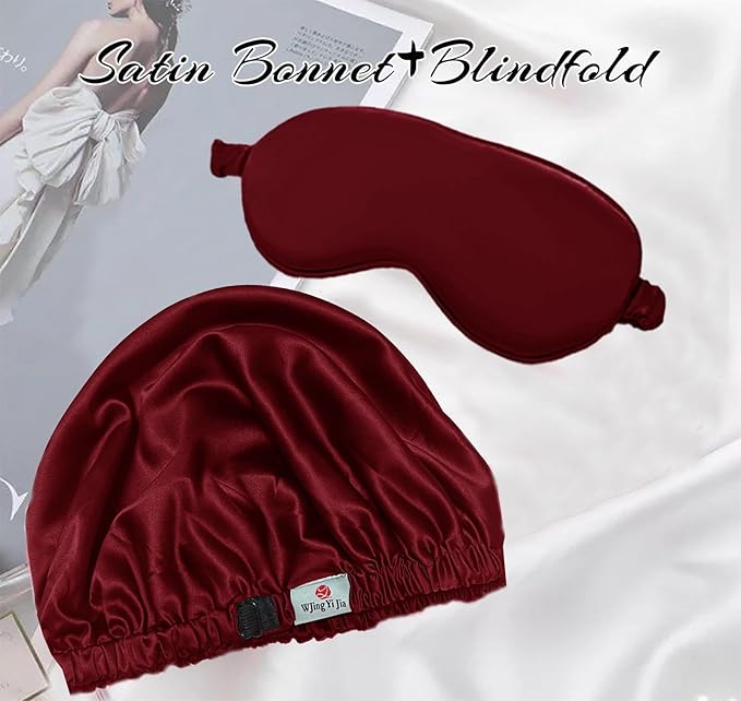 2Pcs Hair Bonnets For Sleeping Satin Bonnet Silk Bonnets For Women Silky Night Caps Womens Curly Hair Sleep Cap