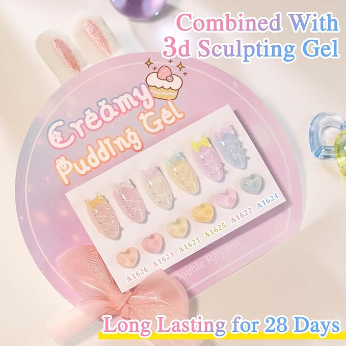 Double Rhythm 0.50 OZ Translucent Gel Polish Same Color Same Bottle Sheer Pastel Neutral Natural Milky 15 ML Jelly UV Nail Art DIY at Home (Blue-A1624)