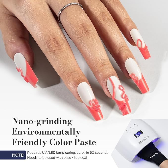 MelodySusie Fleurwee Plant Based Gel Nail Polish, 2 Pcs Hema Free Gel Polish Milky White and Coral Orange Nail Polish 21 Non Toxic Long Lasting Nail Art Salon DIY Manicure at Home Gift for Women
