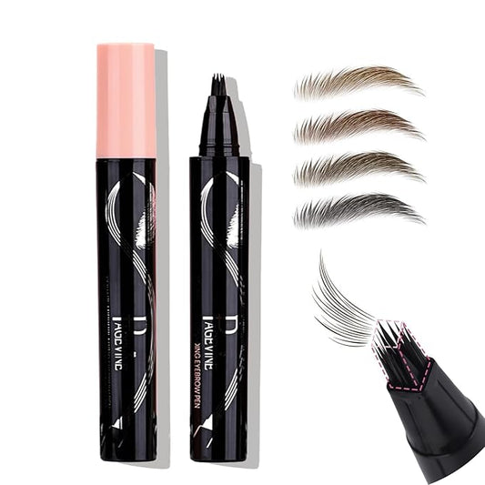 Eyebrow Pen, 3D Multi-Forked Eyebrow Pencils for Women, Waterproof Liquid Brow Pencil with Angled Brow Brush for Hair-Like Strokes, 24hrs Long Lasting Quick Dry Touch-Up Eyebrow Pen, Easy to Use- #01