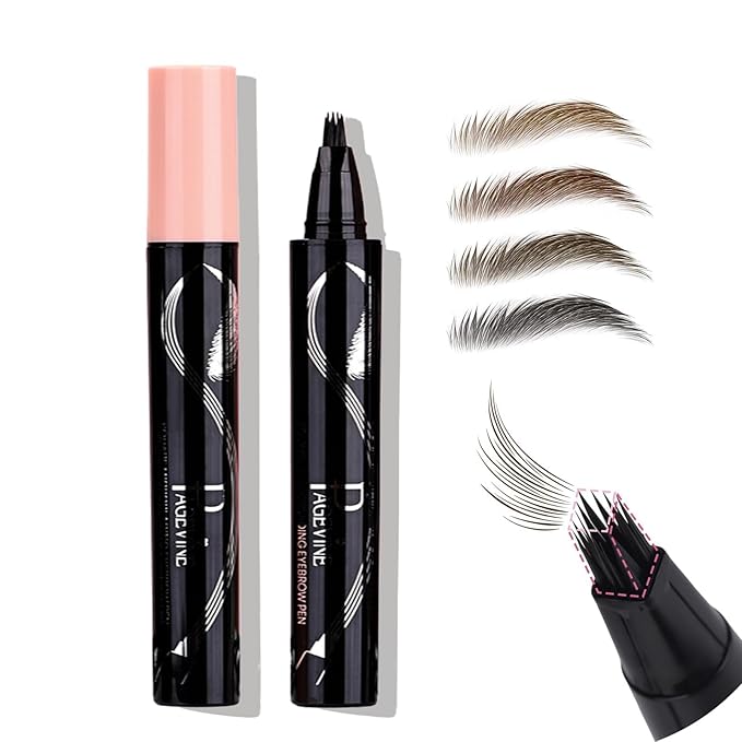 Eyebrow Pen, 3D Multi-Forked Eyebrow Pencils for Women, Waterproof Liquid Brow Pencil with Angled Brow Brush for Hair-Like Strokes, 24hrs Long Lasting Quick Dry Touch-Up Eyebrow Pen, Easy to Use- #03