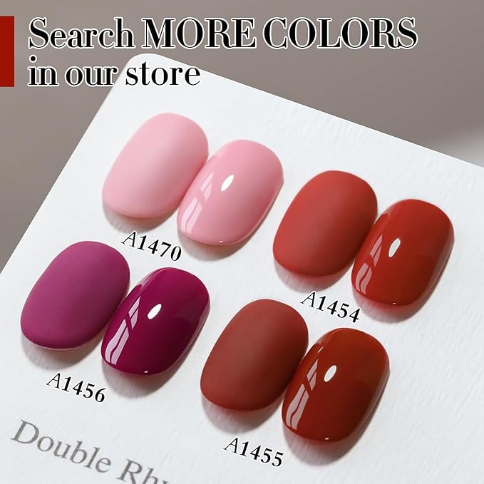 Double Rhythm Gel Polish 15ML Jelly Sheer Pastel Light Milky Color Pearl White Bottle 1 PC 0.5 OZ Full Size Nail Art Salon at Home (Light Brown Red-D1454)
