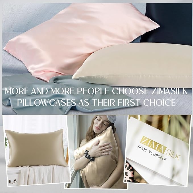 ZIMASILK 100% Pure Mulberry Silk Pillow Cases for Hair and Skin, Soft, Hypoallergenic & Smooth, Both Sides Grade 6A Silk, with Hidden Zipper, Gift for Women Men,1pc(Toddler 13''x18'',Taupe)
