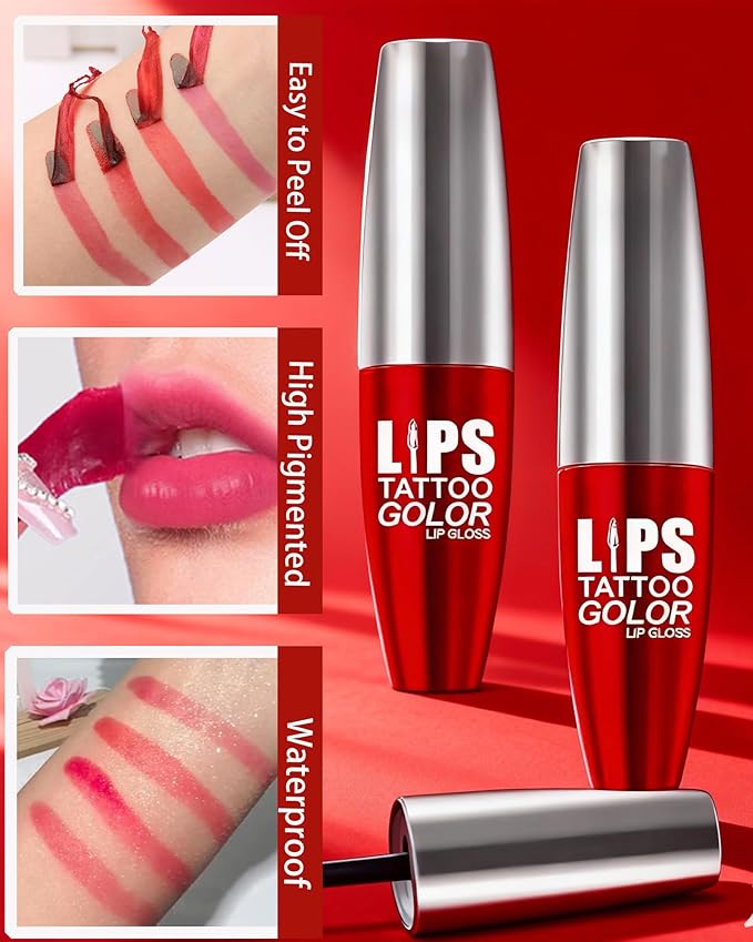 Lip Stain Peel-Off Lip Liner Stain,Long-Lasting Red Lips Gloss Tattoo,Matte Non-Stick Liptint Highly Pigmented Nude Color Liquid Lipstick Waterproof Transfer-proof Tinted Lipstain Makeup for Women-03