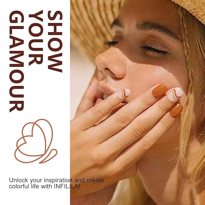 NXJ INFILILA Brown Gel Nail Polish, 15ml 0.51oz Chocolate Brown Gel Polish One-Stroke Coloring, Hema Free Fall Color High Gloss Soak Off UV Nail Manicure DIY for Women Girls SQ041