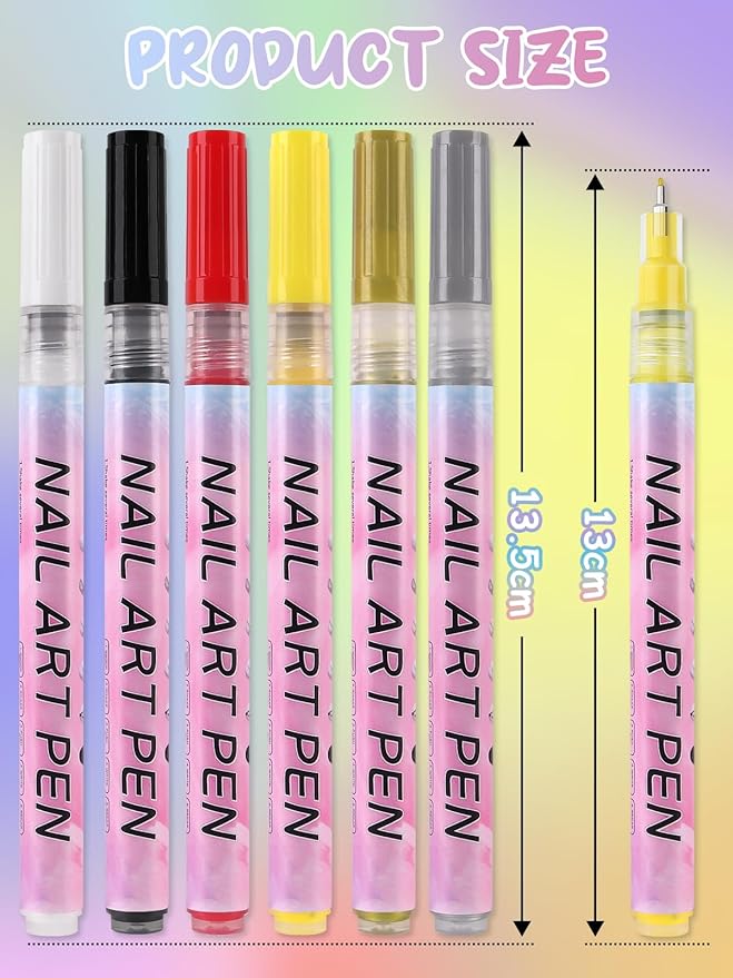 EBANKU 0.5MM Nail Art Pens, 3D Nail Polish Pen Quick-Drying Acrylic Markers Nail Painting Point Dotting Liner Pen Tools for DIY Home Salon Nail(1Pc Yellow)