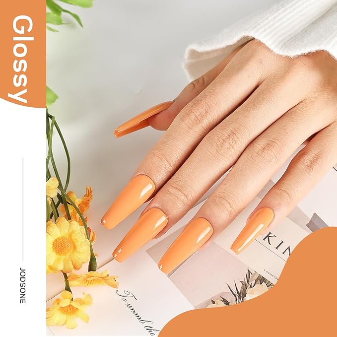 JODSONE Pale Orange Gel Nail Polish 10ml Soak Off LED Gel Polish Medium Orange Nail Color Salon Vegan & Cruelty-Free Quality Long-Lasting Need U V Lamp Curing