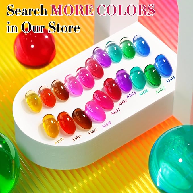 Double Rhythm 0.5 Oz Jelly Gel Polish Same Color Same Bottle Sheer Neutral Natural Light Milky Pastel 15ML Translucent Polish Art DIY at Home (Neon Pink-A1642)