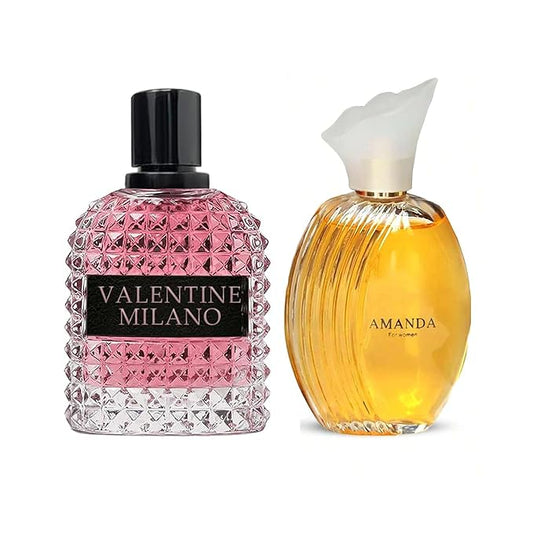 AFLUXE Women's Perfume Combo Set Milano Women&Amanda Floral Fruity Fragrance Eau De Parfum Elegant 100ml Bottle Natural Spray Each for Daily Used