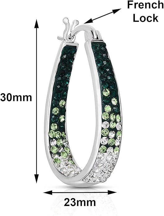 Savlano 14K White Gold Plated Inside Out Crystal Hoop Earrings For Women Comes With Savlano Gift Box