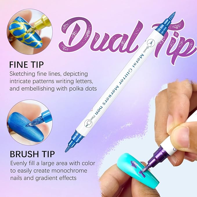 MKNZOME 10 Color Nail Art Pens, Double-ended Nail Polish Pens Drawing Painting Point Liner Acrylic Painted Pen Kit, DIY Nails Art Design Manicure Tools Christmas Gifts 2026 Upgrade (2 Set)