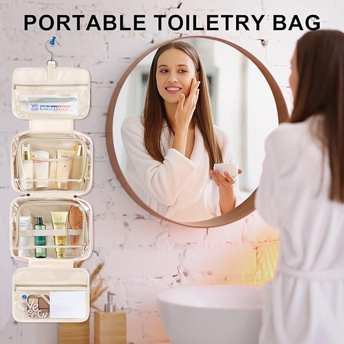 TOPEAST Travel Hanging Toiletry Bag, Personalized Initial Toiletry Pouch, Birthday Gifts for Women Mom Daughter Sister Friends, Cruise Essentials, Purple M
