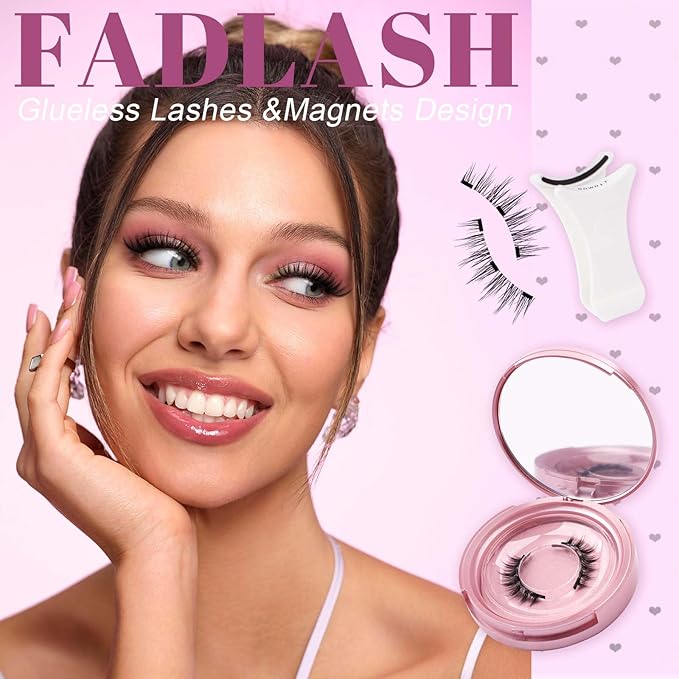 FADLASH Magnetic Eyelashes Natural Look Reusable Magnetic Lashes with Applicator No Glue Needed Easy to Wear 1 Pair