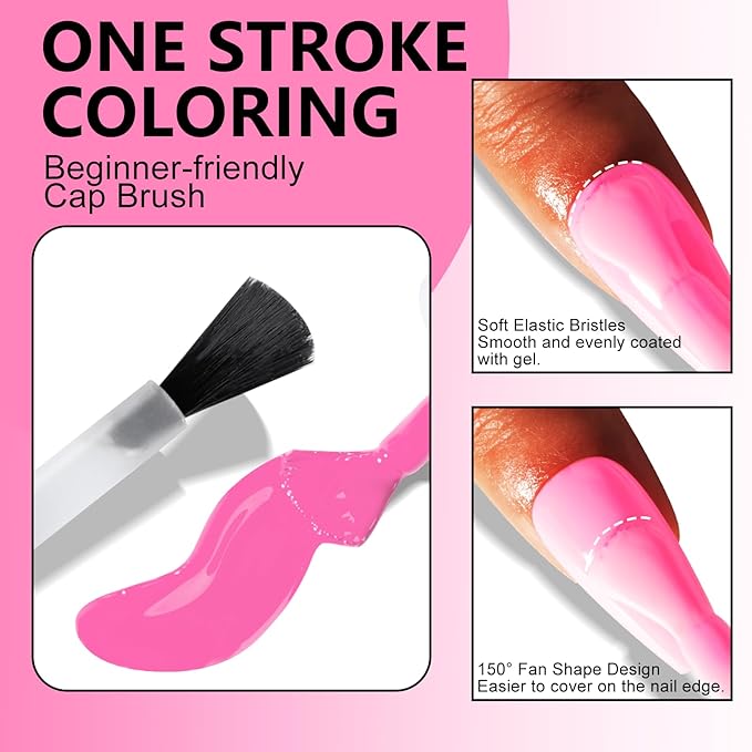 NXJ INFILILA Bright Pink Gel Nail Polish, 15ml 0.51oz Pastel Pink Gel Nail Polish One-Stroke Coloring, Hema Free Long Lasting High Gloss Soak Off Manicure Salon DIY for Girls SX0072