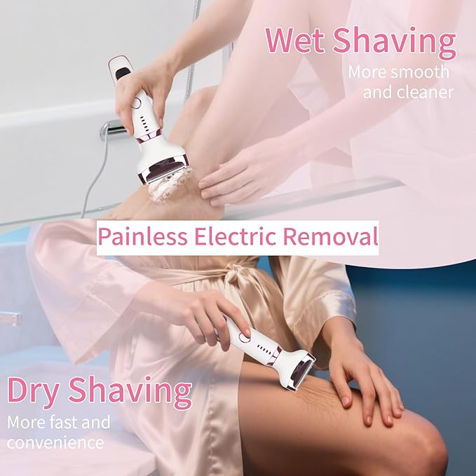 Beanify Electric Razor for Women Men with LED Display,4 in 1 Ladies Wet & Dry Body Razors and Facial Hair Remover, Rechargeable Painless Hair Removal Kit for Nose Face Body Leg Bikini Arm Hair