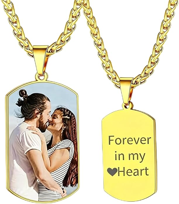 CLYLIFE Picture Necklace Personalized Photo,Custom Disc/Heart Pendant for Men Women Dad Mom Customized Necklace with Chain Photos Memorial Gifts for Mother's Day, Birthday, Anniversary