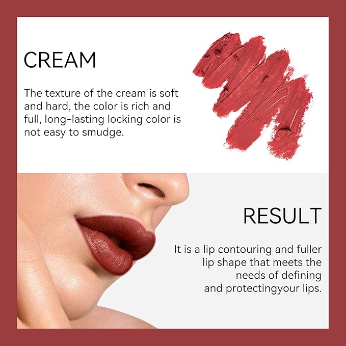 KISSIO Lip Liner,Creamy Lip Pencil,Long Lasting Lip Liner with Sharpener,Matte Finish,Smooth and Soft,Non-Dry,Easy to Use,Cruelty free,Untamable