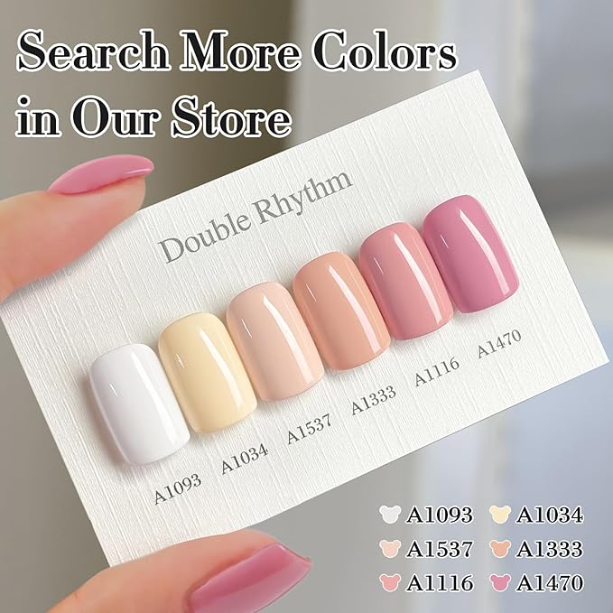 Double Rhythm 0.50 OZ Gel Polish Hema Free Same Color Same Bottle Golden Round Translucent Neutral Natural Milky 15 ML Jelly UV Polish Art DIY at Home (Nude Beige-C1537)