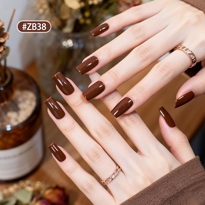 OpenLive 12 PCS Nail Polish Set 10 Color With 2PCS Base and Top Coat Quick Drying Fall Nude Brown White Red Color Holiday Gift for Her