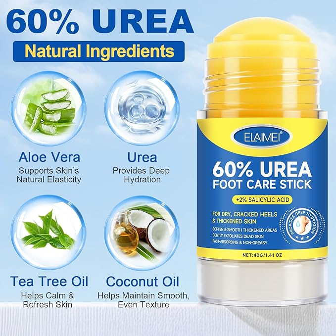 FEISIDUNWSF 60% Urea Foot Cream for Dry Cracked Heels & Feet, Hydrating Urea Cream Moisturizer for Rough, Callused Skin, Deep Repair & Softening Foot Balm, Fast Absorbing, Exfoliating Formula, 1.4oz