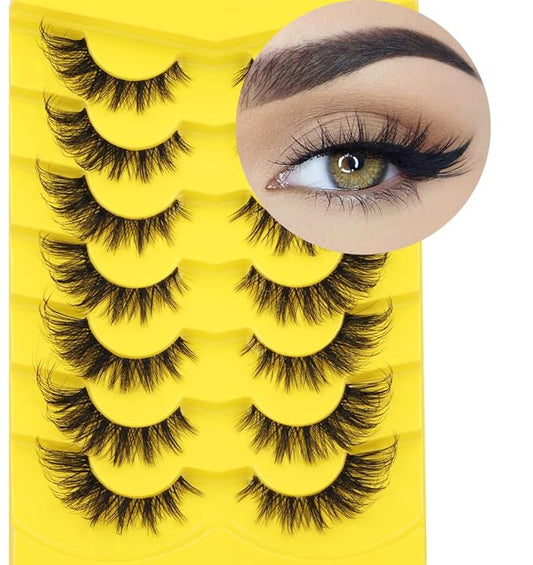 Fox Eye Lashes Wispy False Eyelashes Natural Look Clear Band Lashes 20mm 3D Mink Lash Cat Eye Spiky Strip Eyelashes Pack by Kiromiro