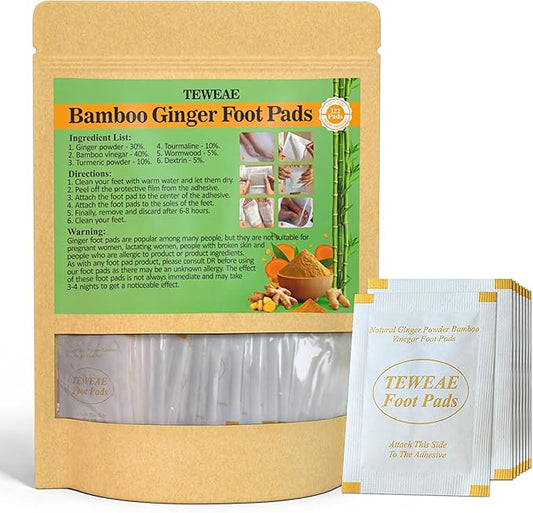 TEWEAE 122 Pads Foot Pads Natural Turmeric & Ginger, Wormwood, Bamboo Vinegar, Included 122Pads Goodnight Patches and 122 Adhesive Sheets