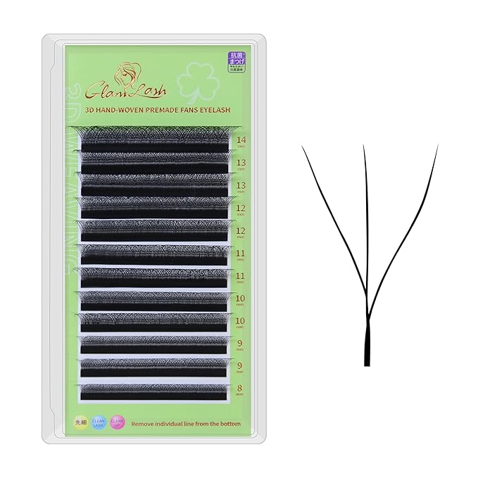 GLAMLASH W Eyelash Extensions 3D Volume Premade Fan Natural Soft Matte Lash Professional Salon Supplies (3D,0.07,C,11mm)