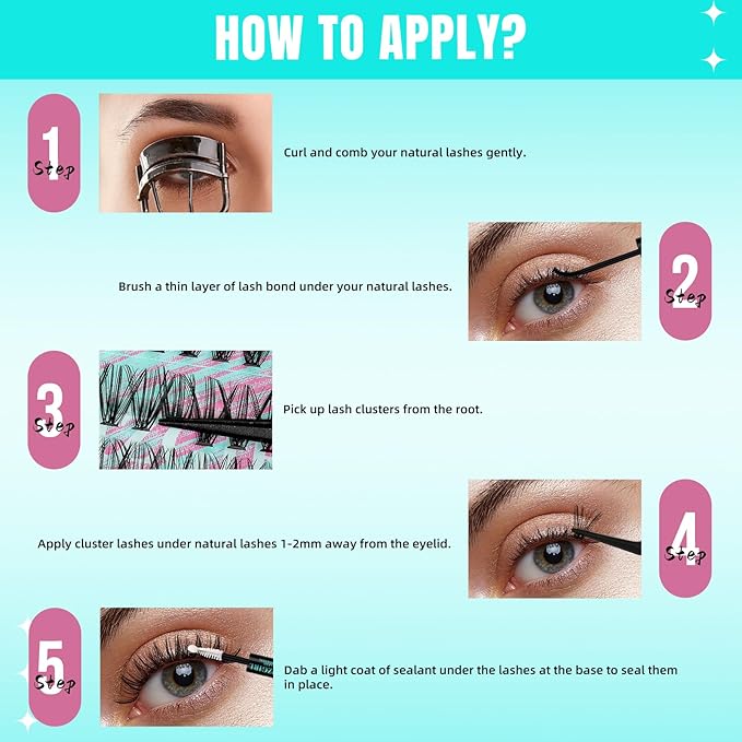 Lash Clusters Wispy 280PCS Eyelash Extension 40D Cluster Lashes Individual Lashes DIY Lash Extension Natural Look Cluster Eyelash Extensions Soft False Eyelashes at Home for Beginners(14mm)