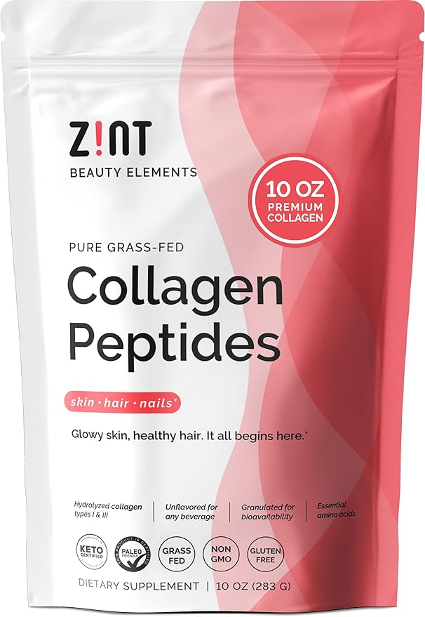 Zint Collagen Peptides Powder: Paleo & Keto Certified - Granulated Collagen Hydrolysate for Enhanced Absorption - Enzymatically Hydrolyzed Protein for Women & Men, 10 oz