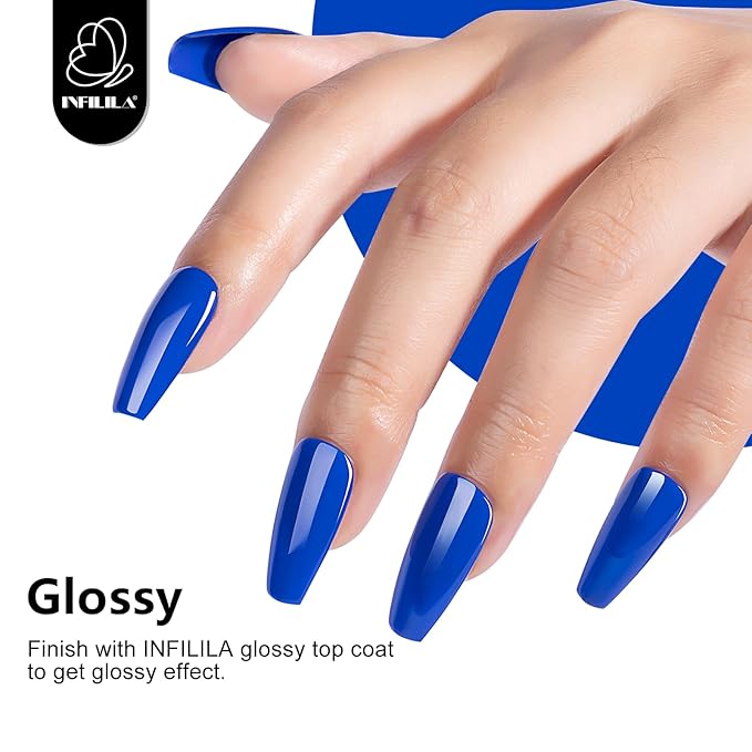 NXJ INFILILA Blue Gel Nail Polish, 15ML One-Stroke Coloring Royal Blue UV LED Gel Polish High Gloss, Hema Free Color Gift for Nail Art Design Manicure Salon DIY Salon SQ214