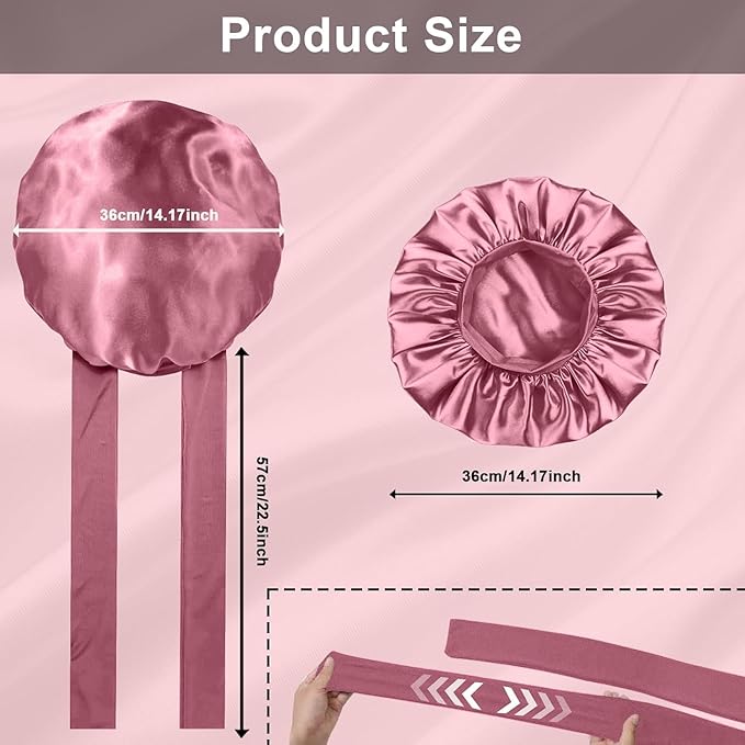 Adjustable Silk Bonnet | Double-Layer Design | Reduces Friction | Controls Frizz | Protects Curly Hair | Multi-Purpose Use
