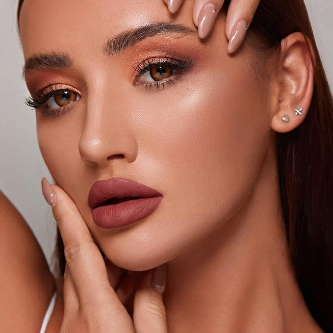 MAKI YIKA 3Pcs Matte Liquid Lipstick Makeup Set Red Dark Nude Lipstick Long Lasting Smudgeproof Transfer Proof Lip Makeup, MVPRed/Nude/LatteNude