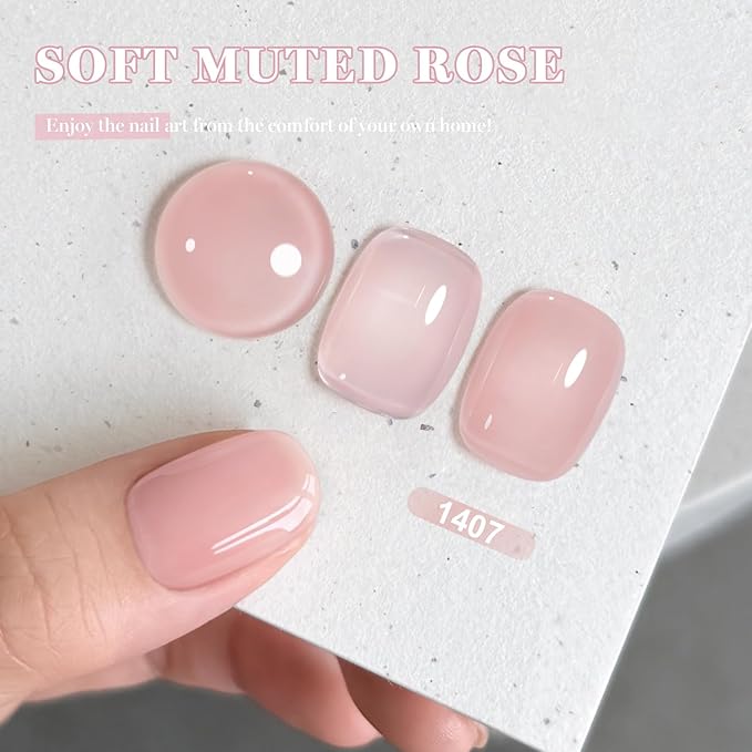 RARJSM Nude Soft Muted Rose Gel Nail Polish Neutral Skin Tone Sheer Jelly Pink Gelpolish 1PC 15ml Single Bottle Creamy Transparent Natural Nudegel Polish Soak off Cured for Home Salon French Manicure