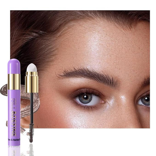JUAAZIN 3 In 1 Hair Color Concealer Stick - Temporary Gray Hair Cover Up, Root Touch Up Hair Mascara with Precision Applicator, Waterproof Long Lasting for Eyebrows Beard Hairline 01# Brown