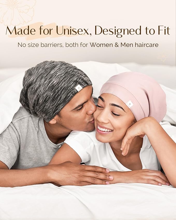 YANIBEST Silk Satin Bonnet Hair Wrap for Sleeping - Adjustable Stay on Silk Lined Slouchy Beanie Hat for Curly Hair and Braids