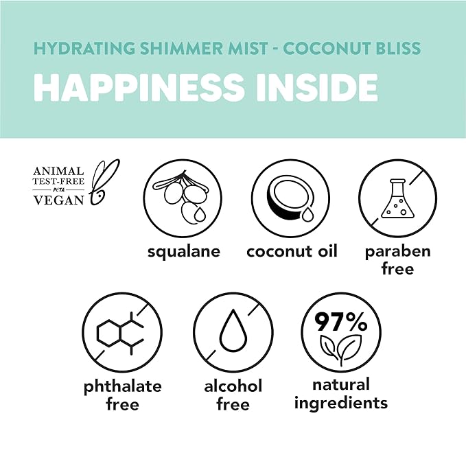 Onyx Professional Hydrating Shimmer Mist with Squalane & Coconut Oil, Coconut Bliss, 6.5 fl oz, 2pk - Shimmer Hair and Body Mist Creates a Radiant Glow with Lightweight Moisture