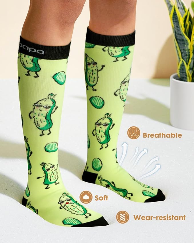 Lalapapa Cute Compression Socks for Women - 3 Pairs 20-30 mmHg Graduated Support Lightweight for Daily Wear Travel Nurse