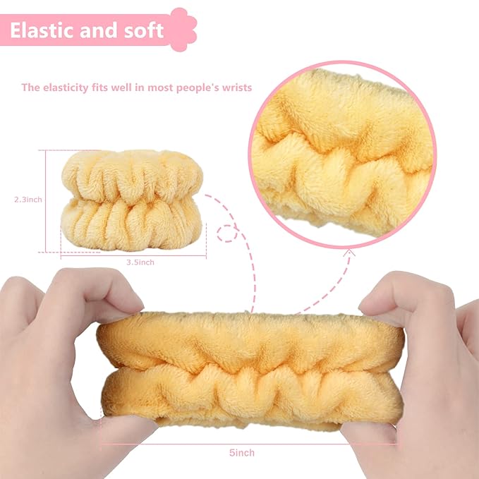 Taocar 8pcs Wrist Bands for Washing Face, Absorbent Face Washing Wristbands, Microfiber Women's Spa Wrist Towels, Stretchy Wash Band for Man Children, Prevent Water from Spilling Down Your Arms
