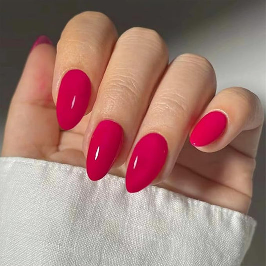 JONKASIPA Medium Press On Nail Chips - Red Almond Shape Press On Nail Chips, Fashionable French False Nails Designed for Women, Available in 12 Sizes, Includes 24 Pcs Nail Chips Set