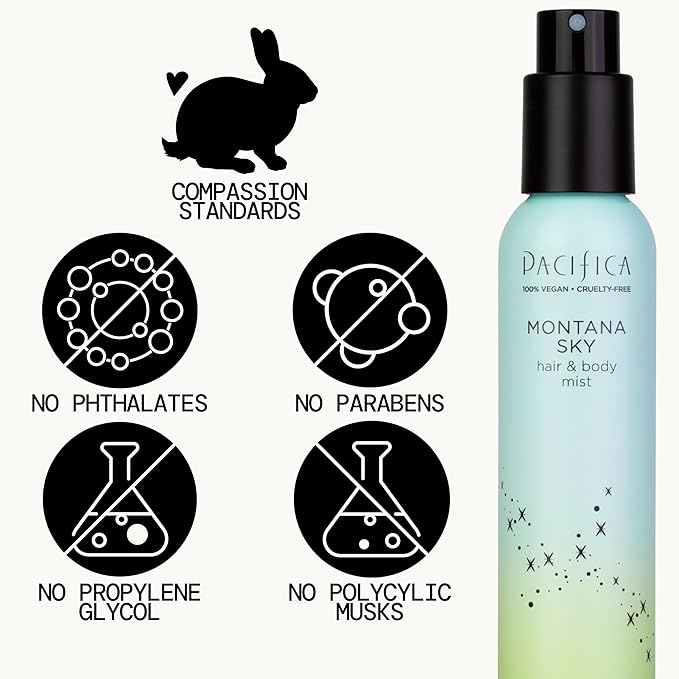 Pacifica Hair Mist Perfume & Full Body Spray for Women - Montana Sky Body Mist Fragrance w/Cedarwood, Elderflower, Black Pepper, Sage & Sandalwood Clean Beauty Alcohol-Free, Vegan & Cruelty-Free 5 oz | for Women, Clean Beauty, Alcohol-Free, Vegan, Crue...