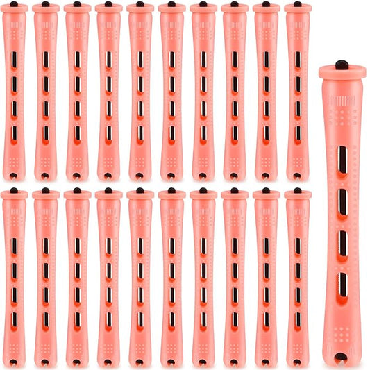WILLBOND 60 Pcs Perm Rods for Long Hair Plastic Curl Rods Cold Wave Irons Curling Roller for Hair Styling Hairdressing Tools(0.51 Inch,Shell Pink)